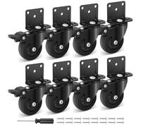 Humagineer 50mm TPR L-Mounting Plate Heavy Duty Castors, Swivel Rubber Furniture Castor, Quiet and Floor Protecting, Capacity 67.5kg per Castor, Suitable for Limited Installation Space, Set of 8