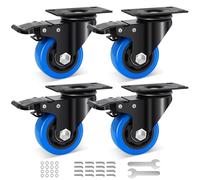 Humagineer 75mm Heavy Duty Castor Wheels with Dual Brake,Load Capacity 540kg, PU Swivel Furniture Wheels, Quiet & Non-Marking, Roller Casters for Furniture, Sofa, Bed, Industrial Trolley, Set of 4