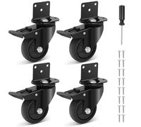 Humagineer 75mm TPR L-Mounting Plate Heavy Duty Castors, Swivel Rubber Furniture Castor, Quiet and Smooth and Floor Protecting, Load Capacity 450kg, Suitable for Limited Installation Space, Set of 4