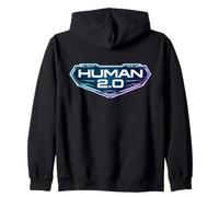 Human 2.0 Biohacking Biohacker Upgrade Longevity Futuristic Zip Hoodie
