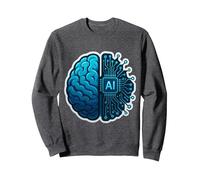 Human AI Brain Artificial Intelligence Engineer Specialist Sweatshirt, Adult Unisex, Dark Heather Grey, Small