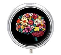 Human Anatomy Brain Colorful Brain Pill Box 3 Compartment Small Portable Medicine Case Pill Organizer for Pocket Purse