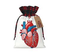 Human Anatomy Heart Chart Color Blocked Linen Drawstring Gift Bag, Reusable Gift Bag