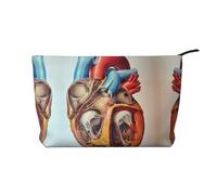 Human Anatomy Heart Chart Corduroy Makeup Bag â€“ Versatile Cosmetic Pouch with Zipper for Daily Use and Travel Capacity Organizer