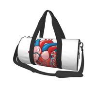 Human Anatomy Heart Chart Duffle Bag With Shoes Compartment And Adjustable Strap,Foldable Travel Duffel Bags For Men Women,Waterproof Duffel Bags, Black, One Size