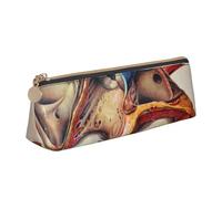 Human Anatomy Heart Chart Leather Pencil Case Slim Design Pen Bag with Metallic Zipper Pocket Size for Or Student Office College Middle School Pen Pouch