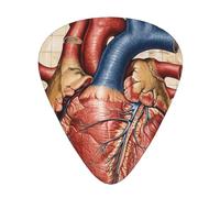 Human Anatomy Heart Chart Print Guitar Picks 12-Pack - Assorted Thickness Picks (0.46 mm, 0.71 mm, 0.96 mm) with Storage Box & Assorted Unique Design for Acoustic, Electric, Bass, and Ukulele Players