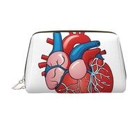 Human Anatomy Heart Chart Print Makeup Bag, Cosmetic Bag,Women Pu Leather Cosmetic Bags with Wrist Strap Travel Toiletry Pouch Makeup Bag