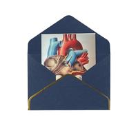 Human Anatomy Heart Chart Print Pearl Greeting Cards With Envelopes, Thank You, Birthday, Anniversary & Holiday Cards Set