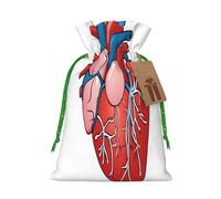 Human Anatomy Heart Chart -Print Reusable Burlap Pouches - Rustic Wedding Favor Bags For Celebrations, Personalized Drawstring Bags Kraft Tag.