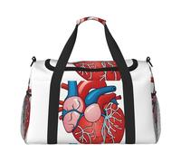Human Anatomy Heart Chart Print Womens Sports Bags Travel Bag - Gym Tote Bag with Compartment,Duffel Bags for Men,Ladies Holdall,Carry On Weekend Travel Handbags for Women