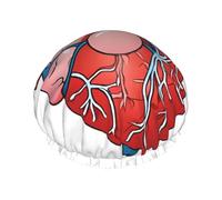 Human Anatomy Heart Chart Printed Double Layer Lined Shower Cap,Shower Caps For Women Reusable