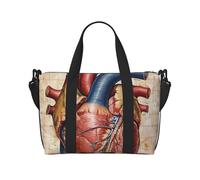 Human Anatomy Heart Chart Printed Travel Bag Duffle Bag for Men Women, Large Water Resistant Gym Bag Weekend Holdall Bag with Shoulder Strap