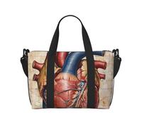 Human Anatomy Heart Chart Printed Travel Duffle Bag for Men Women Holiday Travel Luggage Bag Waterproof Tote Bag with Shoulder Strap
