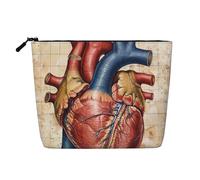 Human Anatomy Heart Chart Printed Travel Makeup Bag Imitation Linen Cosmetic Bags Waterproof Cosmetic Case Organizer for Women