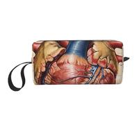 Human Anatomy Heart Chart Printed Travel Makeup Bag Portable Cosmetic Bag Makeup Case Toiletry Handbag Organiser for Women