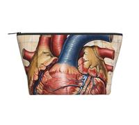 Human Anatomy Heart Chart Printed Travel Makeup Bag Trapeze Cosmetic Bag Makeup Case Toiletry Bag Organiser for Women