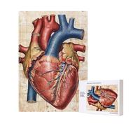 Human Anatomy Heart Chart Printed Wooden Intelligence Puzzle 28x40 CM, 300 Pieces(boxed) Jigsaw Puzzles Education Game for Adults, Home Decoration Puzzle