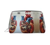 Human Anatomy Heart Chart Stylish Portable Cosmetic Bag with Full-Print Design â€“ Durable PVC Leather Makeup & Toiletry Organizer for Home & Travel Use