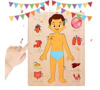 Human Anatomy Kids, Educational Body Puzzle, 8.98x7.09in Scientific Learning Toy, Authentic Wooden Pieces, Colorful Layered Design for Toddler, Student, Youth, Boys, Girls, School, Hospital, Travel