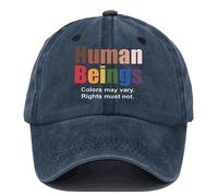 Human Beings Colors May Vary Rights Must Not Hat, Human Beings Colors May Vary Cap, Unisex Retro LGBT Baseball Hats Dark Blue