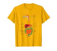 Human Body Digestive System Gastrointestinal Tract Anatomy T-Shirt, Men, Golden Yellow, Small