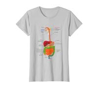 Human Body Digestive System Gastrointestinal Tract Anatomy T-Shirt, Women, Silver Grey, Medium