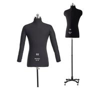Human Body Drawing Mannequin Male Dress Form Mannequin Pinnable Mannequin Body Torso with Soft Arms, for Sewing Clothes, Adult Full Size(Black,86#)