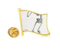 Human Body Pattern Decoration Skeleton Golden Metal Flag Lapel Pin Badge