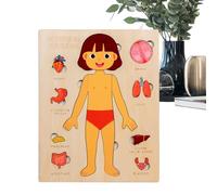 Human Body Puzzle, Wood Anatomy Educational Toy, Scientific Learning with Teaching Style, School Use with Travel Design, Wooden Accessory for Boys Girls Youth Hospital School