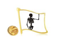 Human Body Skeleton Decoration Pattern Golden Metal Flag Lapel Pin Badge