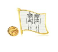 Human Body Structure Skeleton Golden Metal Flag Lapel Pin Badge