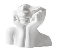 Human Body Vase - 7cm Ceramic Sculpture Barrel, White Abstract Figure Pot, Unique Home Decor Accent, Modern Decorative Container for Dried Flowers Branches Pebbles Living Room Shelf