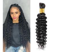 Human Braiding Hair 24Inch Deep Wave Bulk Human Hair for Braiding No Weft Curly Braiding Hair Bulk Curly Human Hair for Boho Braids 100g(1Pack-2PCS)10A Brazilian Virgin Hair Extensions Natural Color