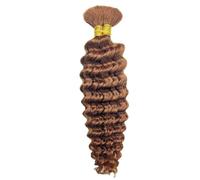 Human Braiding Hair Deep Water Wave Bulk 100 g Curly for Boho Braids Extensions No Weft 2 Braids(Light brown,24inch)