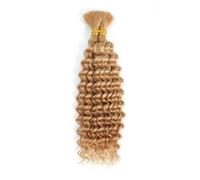 Human Braiding Hair Deep Wave Bulk Human Hair 2 Bundles Total 100 g Human Braiding Hair for Boho Braids(Dark blonde,22inch)