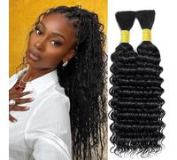 Human Braiding Hair for Boho Braids 22 Inch 100 g 2 Bundles Deep Wave Bulk Human Hair for Braiding No Weft 12A Curly Human Hair Extensions for Braids Wet and Wavy Braid