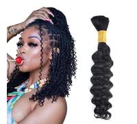 Human Braiding Hair for Boho Braids Human 50g 20 Inch Curly Boho Hair for Braiding Knotless 12A Deep Wave Bulk Bohemian 1 Bundles/Pack Natural Color