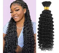 Human Braiding Hair for Boho Braids Human Hair Braiding Hair 100g Curly Boho Hair for Braiding Knotless 12A Deep Wave Bulk Hair 350