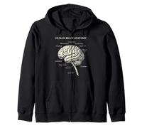 Human Brain Anatomy Neuroscience Labeled Diagram Zip Hoodie