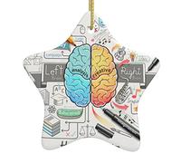 Human Brain Christmas Ceramic Star-Shaped Pendant : Double-Sided Printing,Suitable for The Decoration Needed for Christmas