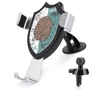 Human Brain Concepts Seamless Pattern on Black Green Background Car Phone Mount Stand, Hands Free Cell Mobile Phone Holder, Non-Slip Ultra Stable Universal Fit Automobile Clamp Cradle