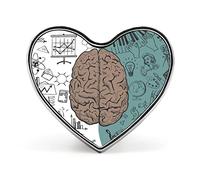 Human Brain Concepts Seamless Pattern on Black Green Background Heart Brooch Pin, Unisex Smooth Surface Lapel Tie Pin, Lightweight Badge Jewelry Crafts Decor for Costume Accessory Men Women