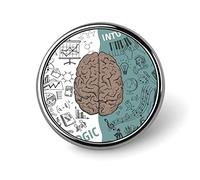 Human Brain Concepts Seamless Pattern on Black Green Background Round Brooch Pin, Unisex Smooth Surface Lapel Tie Pin, Lightweight Badge Jewelry Crafts Decor for Costume Accessory Men Women