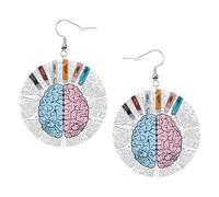Human Brain Elegant Leather Round Earrings-Fashionable And Unique Accessories For Everyday Wear
