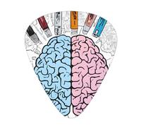 (Human Brain) Guitar Picks Set Of 12 With Transparent Plastic Box For Bass Electric And Acoustic Guitars Ukulele