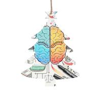 Human Brain Patterned wooden ornaments, a set of 6 decorations, suitable for hanging on Christmas trees and fireplaces.