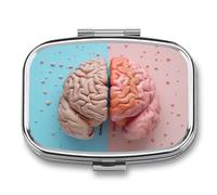 Human Brain Pill Box 2 Compartment Portable Medicine Pill Case Travel Pill Organizer for Pocket Purse