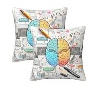 Human Brain Pillow Case, Soft, Invisible Zipper, Fashionable Home Decoration, Multi-Size, 2 Pack