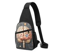 Human Brain Printed Chest Bag Sling Bag for Men Women, Outdoor Crossbody Fanny Packs Hiking Chest Packs Sport Daypacks